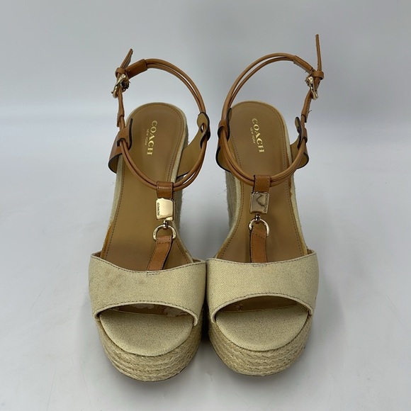 Coach Beige Espadrille Wedges Size 8.5 B - Picture 2 of 9